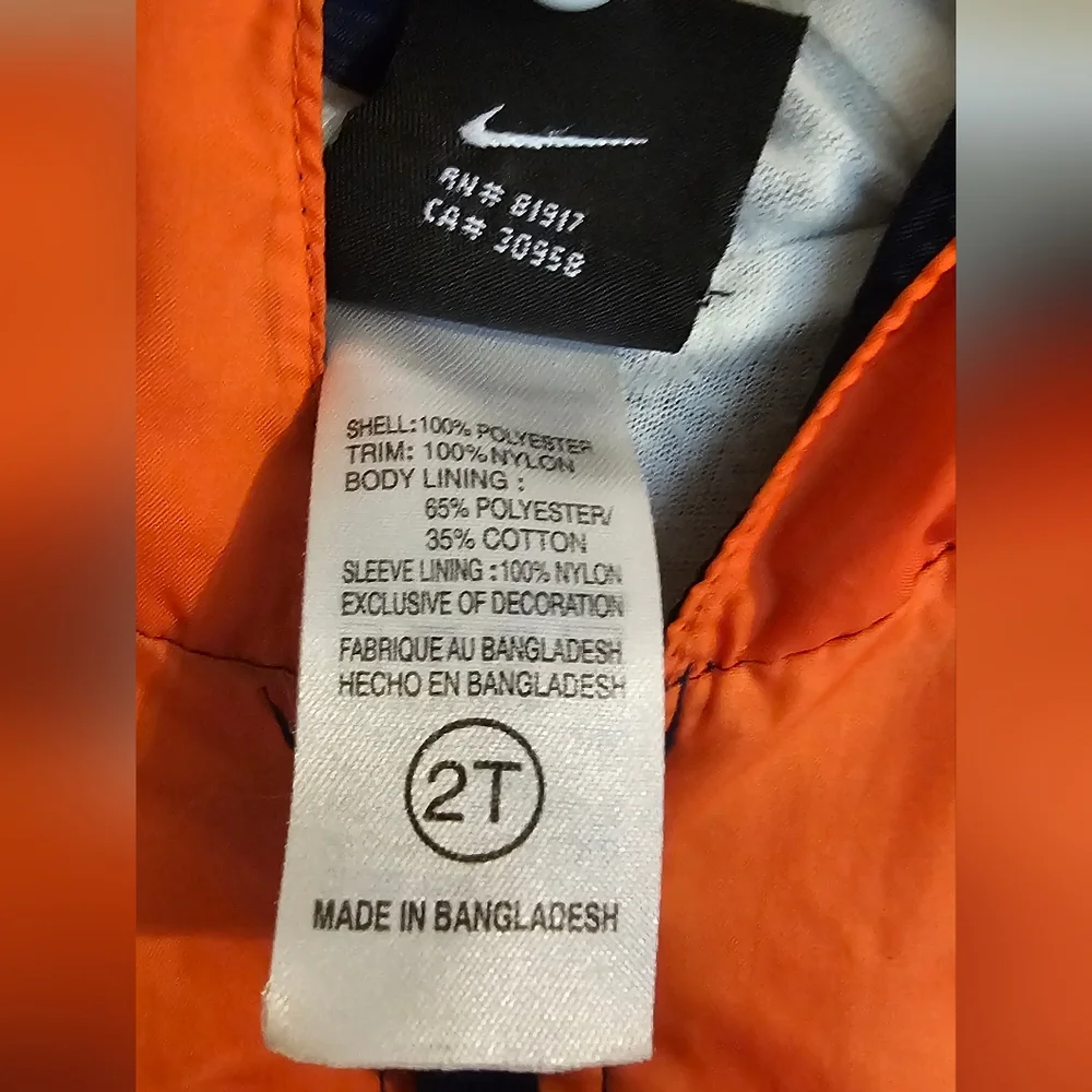 Vintage Nike Jacket Boys Kids Size 6 Navy Orange Team NBA Long Sleeve Full Zip